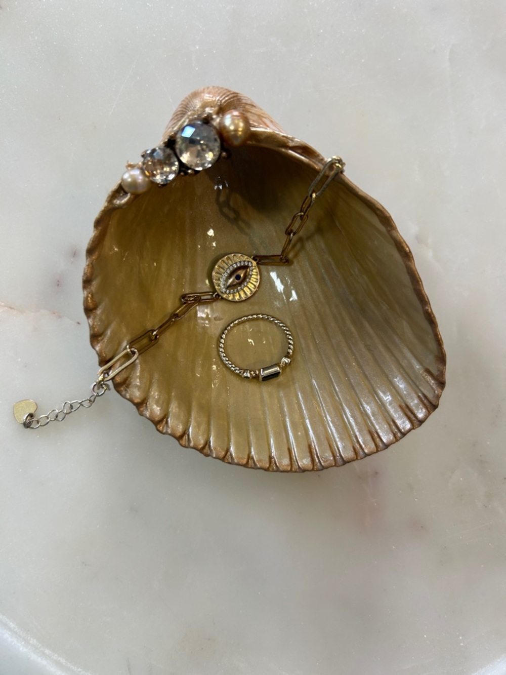 HANDCRAFTED One of a Kind Vintage-look Shell Jewelry Dish